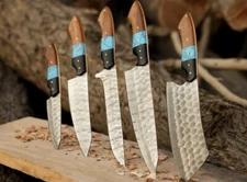 HANDMADE DAMASCUS STEEL CHEF KNIFE SET KITCHEN KNIVES SET X678
