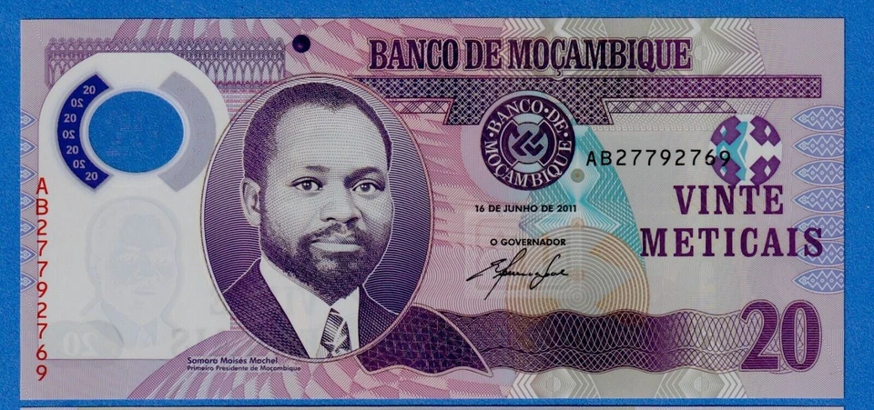 Mozambique 20 Meticais 2011  P-149a  Polymer UNC Note - Rhino - Image 2 of 3