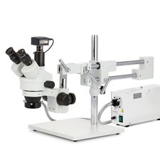 3.5X-90X Trinocular Fiber Optic Boom Stereo Microscope with 5MP USB3 Camera