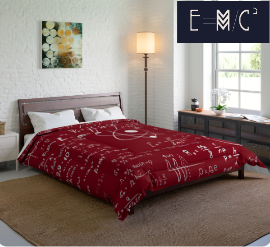 E=m/c2 Red Comforter king comforter queen comforter full comforter twin comforte