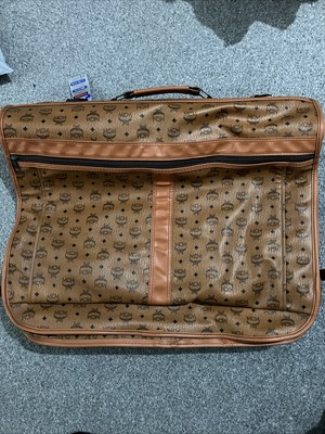 MCM Visetos Vintage 90s  Cognac Brown Canvas Leather Garment Bag Germany