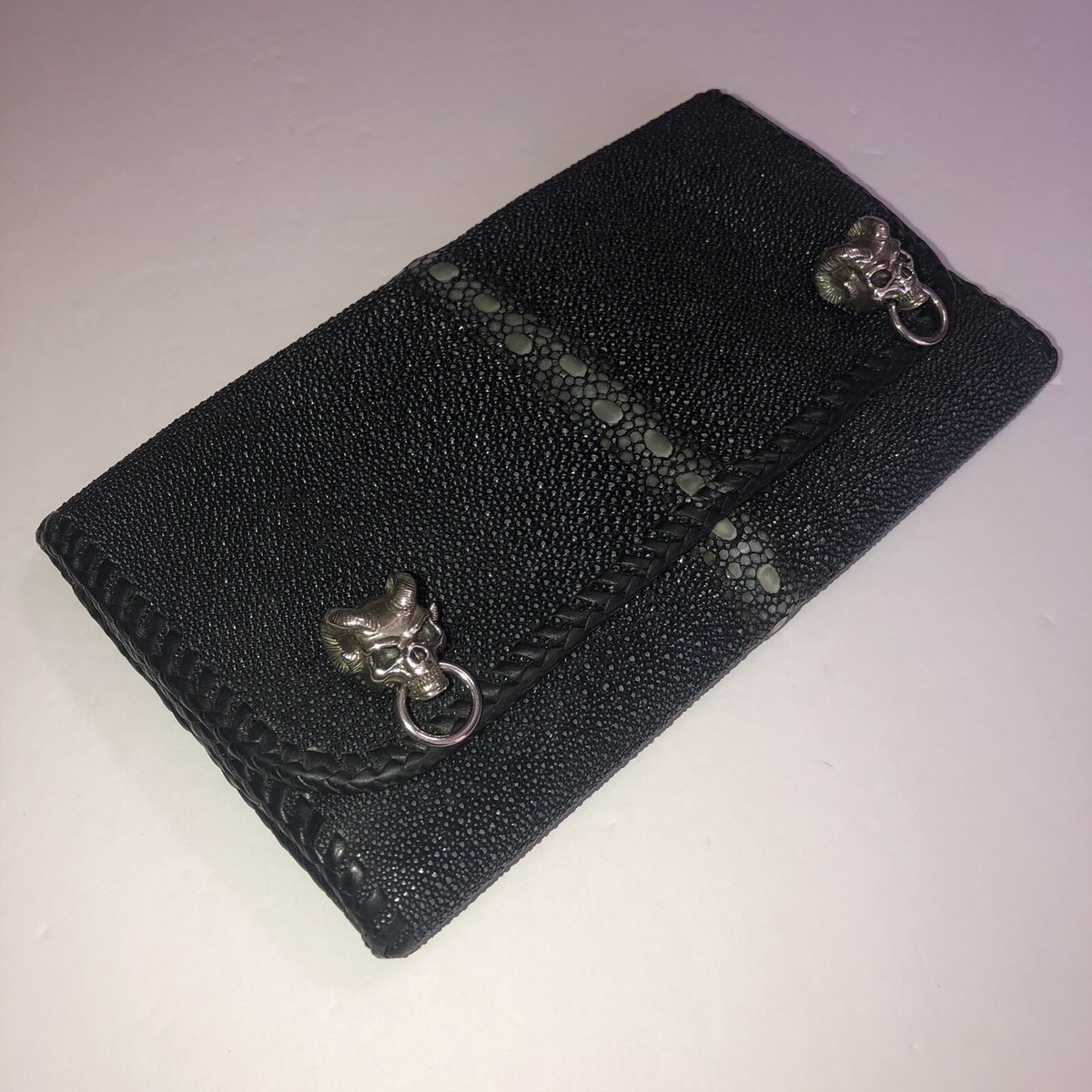 RATS × GROKLEATHER Wallet＆KEY CASE【USED】 GENUINE STINGRAY SKIN LEATHER Demon Skull Silver .925 WALLET