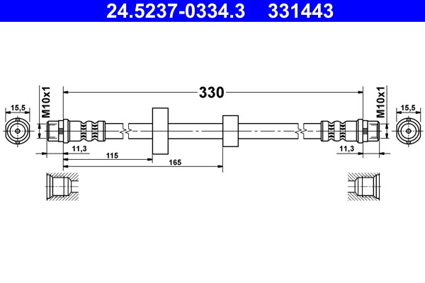 ATE 24.5237-0334.3 Brake Hose for VW