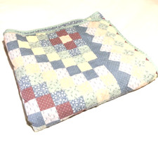 Pastel Multi Colors Faux Patchwork Quilt Flowers 6 ft x 7 ft