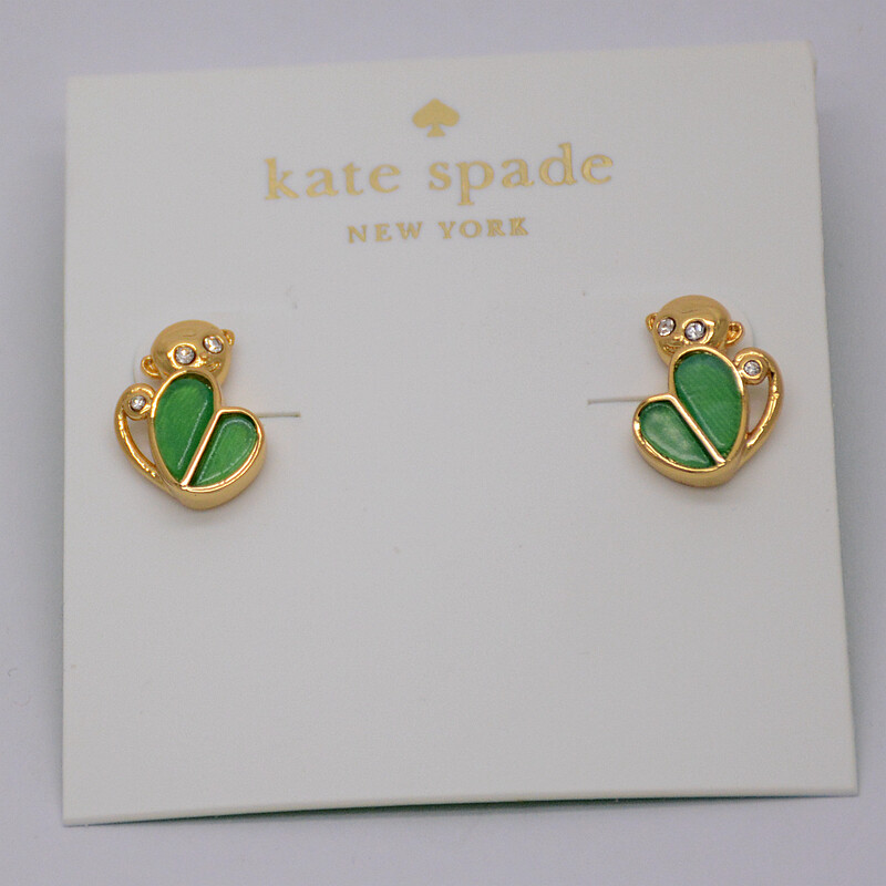 Kate spade new york jewelry Cute Gold Tone stud earrings Enamel Green