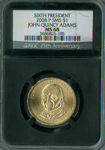 2008 P JOHN QUINCY ADAMS PRES. DOLLAR NGC MS68 SMS RETRO HOLDER SPOTLESS