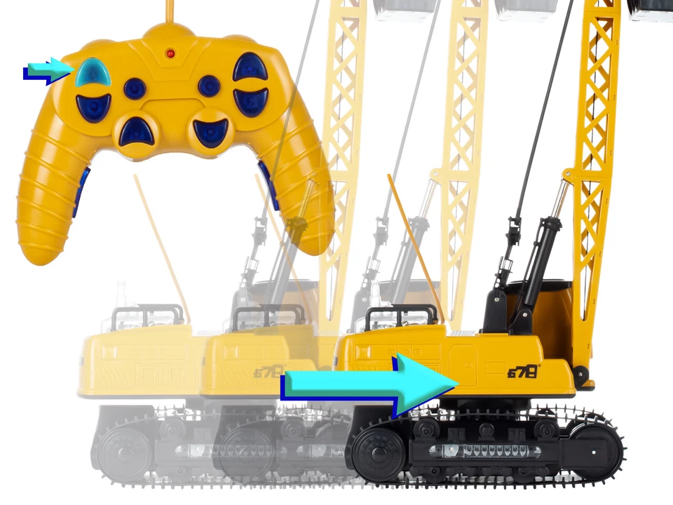 MalPlay Ferngesteuerter Turmkran mit Funktionen 49cm, drehbarer Baukran 680 Grad - Bild 4 von 4