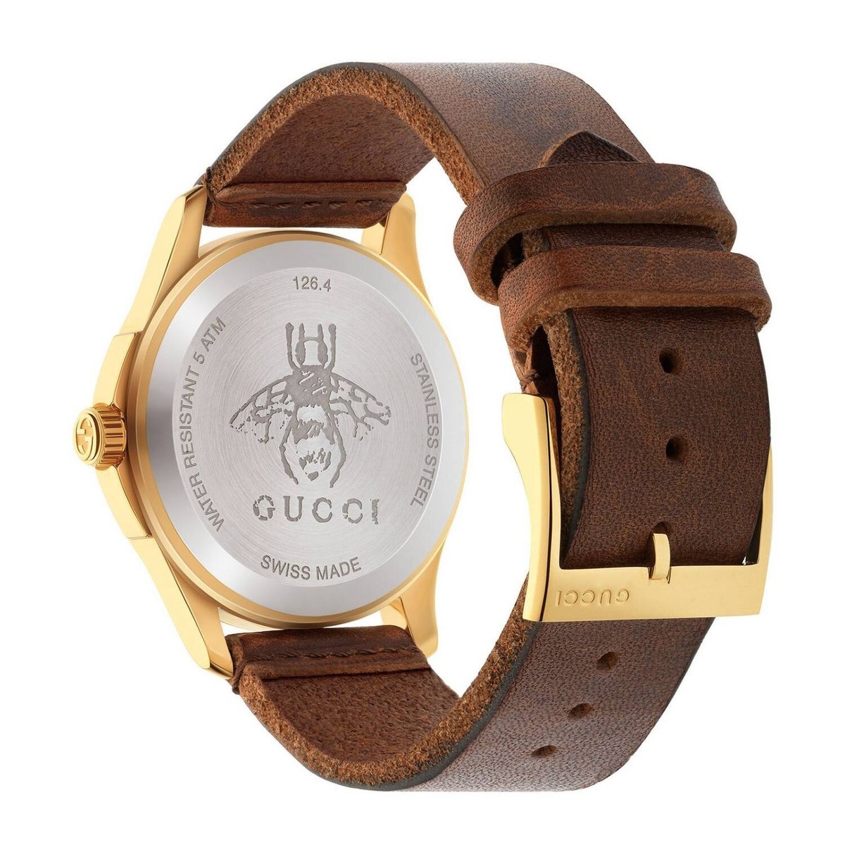 GUCCI Le Marche Des Merveilles Green Red Dial Brown Leather Watch