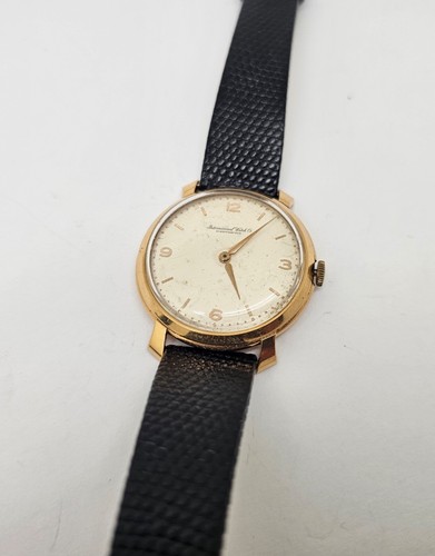VINTAGE '58 IWC INTERNATIONAL WATCH CO. E-Z READ 18K GOLD 37MM WRISTWATCH,RUNS - Picture 4 of 12