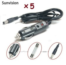 5-Pack 12V Car Cigarette Lighter Power Charger to DC Power 5.5x2.1mm Converter