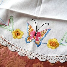 EMBROIDERED Farmhouse French Country Table Runner,Buffet Scarf,Table Centerpiece