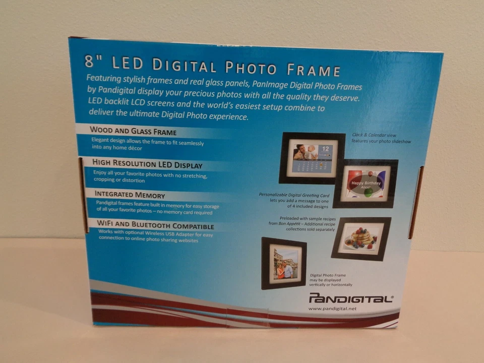 Panimage by Pandigital New LED DIGITAL PHOTO FRAME 8" 1600 Images Wood Frame - Image 4 of 4