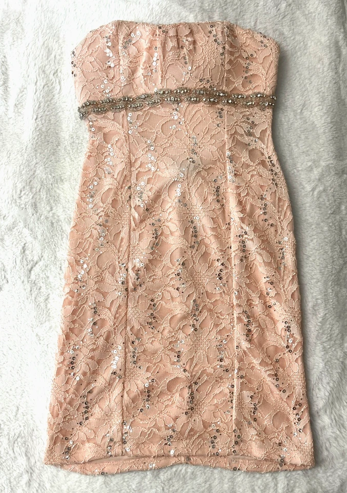 Vestido Formal My Michelle Sweetheart Sin Tirantes Niñas Talla 7 Rosa Joyas Cremallera Nuevo con Etiquetas Foto 2 de 4