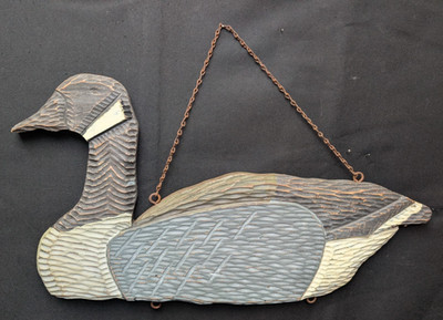 Vintage Hand Carved Painted Wooden Canada Goose Folk Art Wall Mount 26''