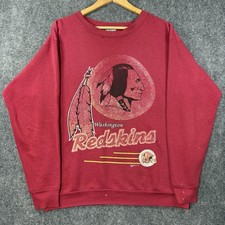 VTG 90  s WASHINGTON REDSKINS Sweatshirt Mens L Red Faded Distressed Logo NFL USA