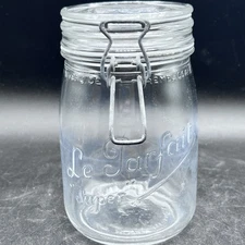 Vintage Le Parfait "Super" 1 Liter Glass Canning Jar w/ Wire Lid & Gasket France