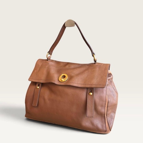 YSL Saint Laurent MuseToe Brown Leather Suede Tote Handbag A4 Compatible
