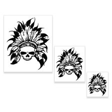 3 Custom Shop Airbrush Skull Indian Chief Stencils Laser Cut Reusable Templates