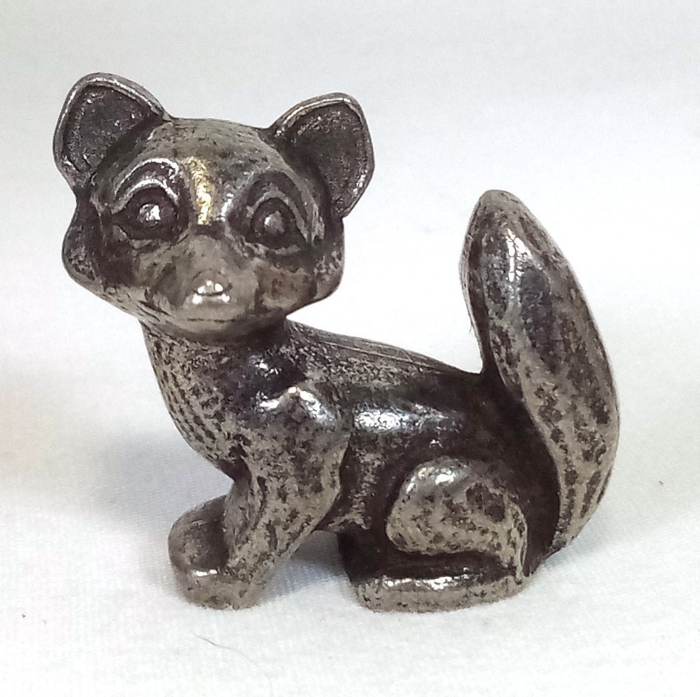 Vintage Solid Pewter Miniature Fox Figurine for Trinket Shelf