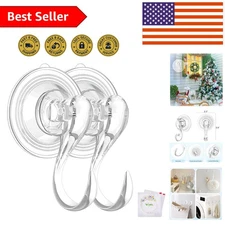 4 Clear Suction Cup Hooks - Removable and Reusable, Perfect for Showers & More