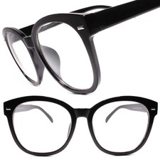 Oversized XXL Vintage Retro Style Clear Lens Eye Glasses Cat Eye Black Frame