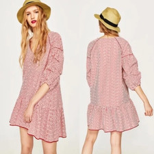 Zara Red White Stripe Mini Dress Small