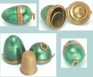 Antique Guilloche Enameled Egg Thimble Case Germany Circa 1900