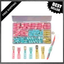 112pcs Heat Shrink Spade Connectors Kit Waterproof Male Female Marine Grade