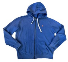Polo Ralph Lauren Full Zip Hoodie L Blue Pony Vintage Heavy Fleece Jacket Mens