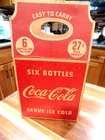 VINTAGE COCA COLA PAPER SIX PACK HOLDER .27 CENTS EASY TO CARRY HANDLE CANADA