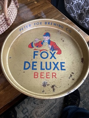 Vintage Fox Deluxe Beer Metal Tray Peter Fox Brewing Company Chicago IL 13''