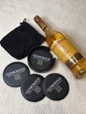 Glenmorangie Single Malt Whisky Luxury Coasters Set of 4 w Dustbag NEW
