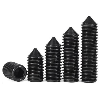 M2 - M16 Cone Point Grub Screws Hex Socket Sets DIN 914 High Tensile 12.9 Black
