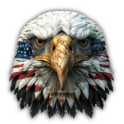 Realistic Bald Eagle American Flag Cut To Shape Vinyl Sticker