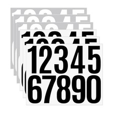 6 Sheets 3 Inch House Numbers for Outside, Vinyl Waterproof Sticker Black Num...