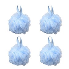 4 PCS Bath Sponge Shower Loofahs Blue 50g Mesh Pouf Scrunchies Body Wash Puff