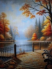 Stamped Cross Stitch Autumn View 14ct 40x40cm 25 Colors Project Bag Included