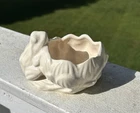 Vintage McCoy Pottery Frog And Lily Pad Planter In An Ivory Cream Color