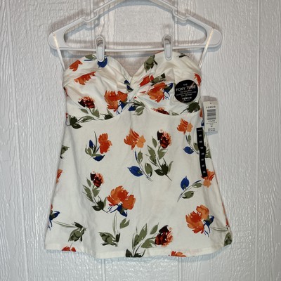 TORRID Women s White Floral Foxy Twist Tube Top Size 00 Anti-Slip Trim