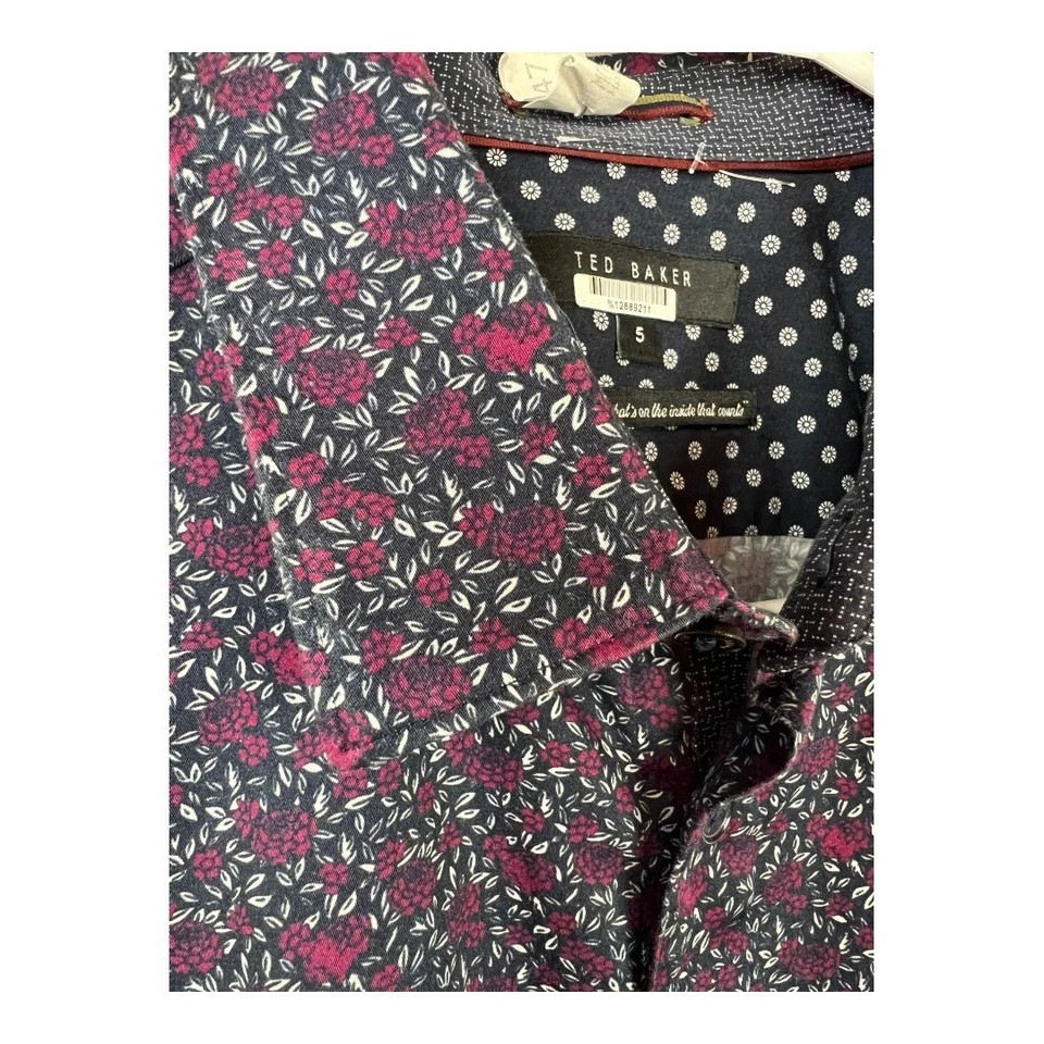 Camisa de vestir Ted Baker London para hombre floral talla 5 con cuello abotonado  Foto 4 de 4