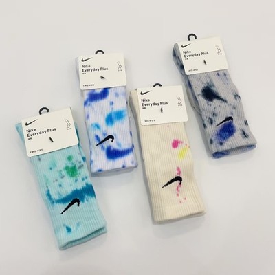 4 Paar Nike Crew-Socken   Batik mehrfarbig   Baumwolle Unisex UK-Bestand   Einheitsgröße