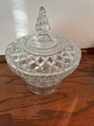 Anchor Hocking Wexford 1970s Vintage Pressed Clear Glass Candy Dish With Lid