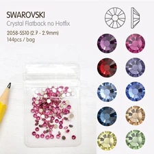 Swarovski 2.7mm-144pcs Flatback Crystal Nail Decoration Rhinestone 2058-SS10-Clr