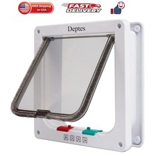 Medium Cat Door Interior/Exterior Door, 4 Way Locking Cat Flap Door