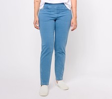 Quacker Factory Women's Pants Sz S DreamJeannes Flat Waistband Blue A619232