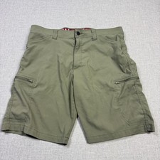 Wrangler Cargo Shorts Mens 34 Green Nylon Spandex Microfiber Relaxed 9 Inseam