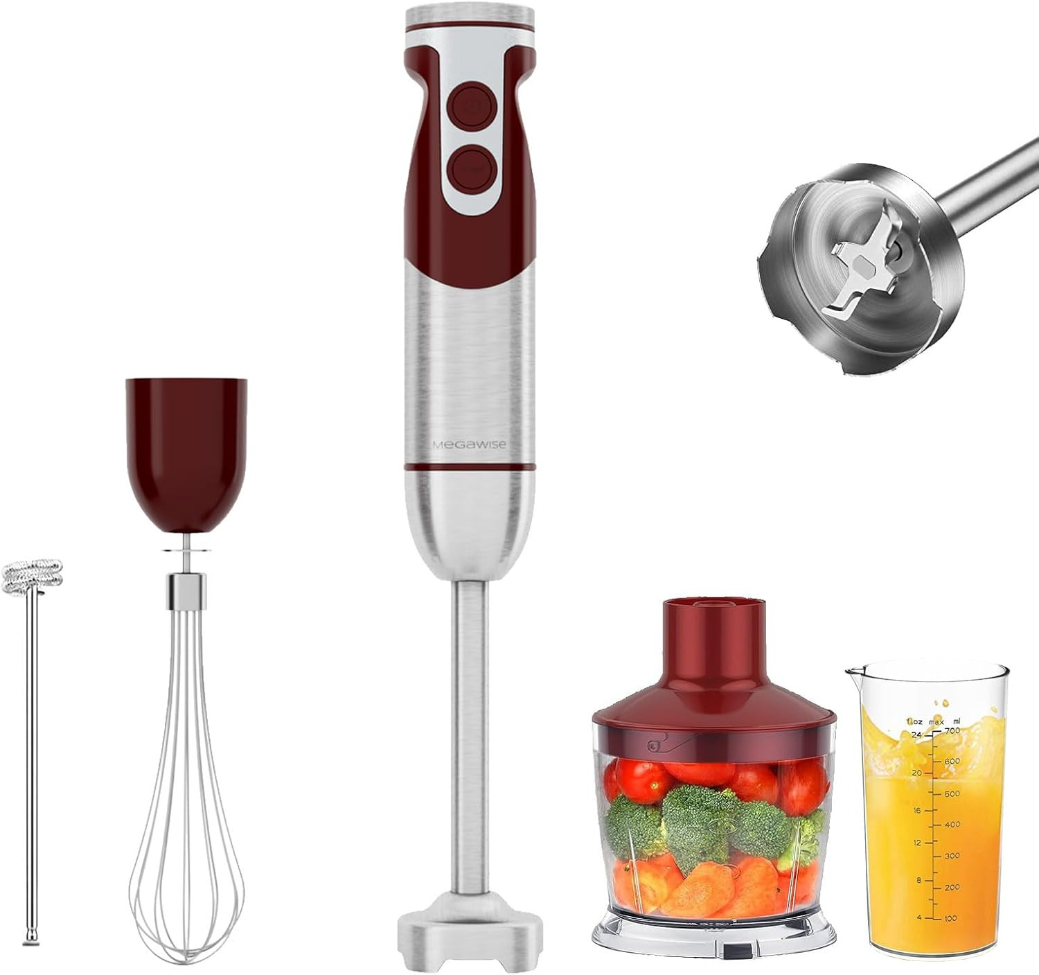 5-in-1 Immersion Blender Set, 400W, Stainless Steel - Choppe