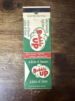 D558 Bubble Up A Kiss Of Lemon Soda Pop Vintage Matchbook Cover