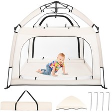 Portable Baby Playpen with Canopy, Infant Play Yard, Beach Tent, Mosquito Net...