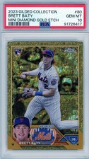 2023 Topps Gilded Collection Brett Baty Mini Diamond Gold Etch (4/50) PSA 10 #80